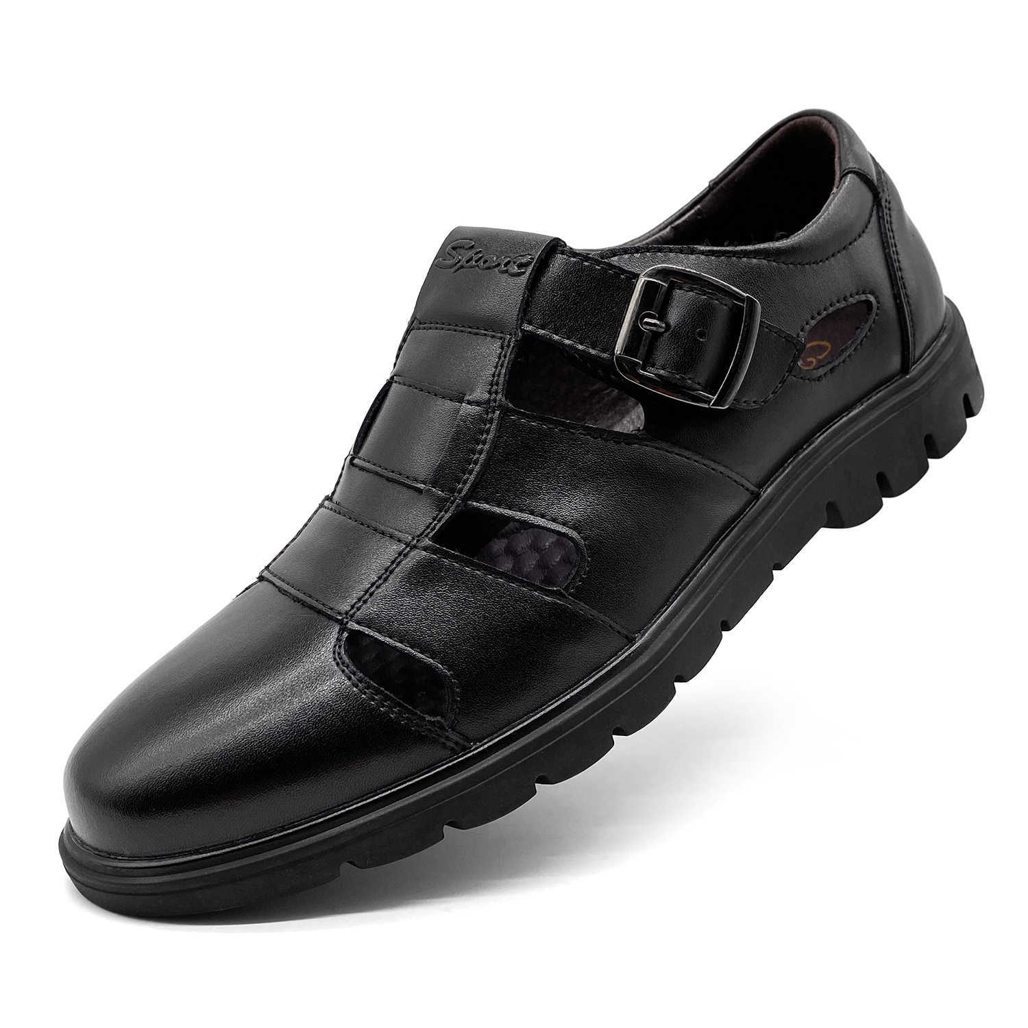 Dress ShoesSandal-style Formal Openwork Shoes Are Perfect Sandals Mid Black Shoes Leather Lefu Edition Slippers
