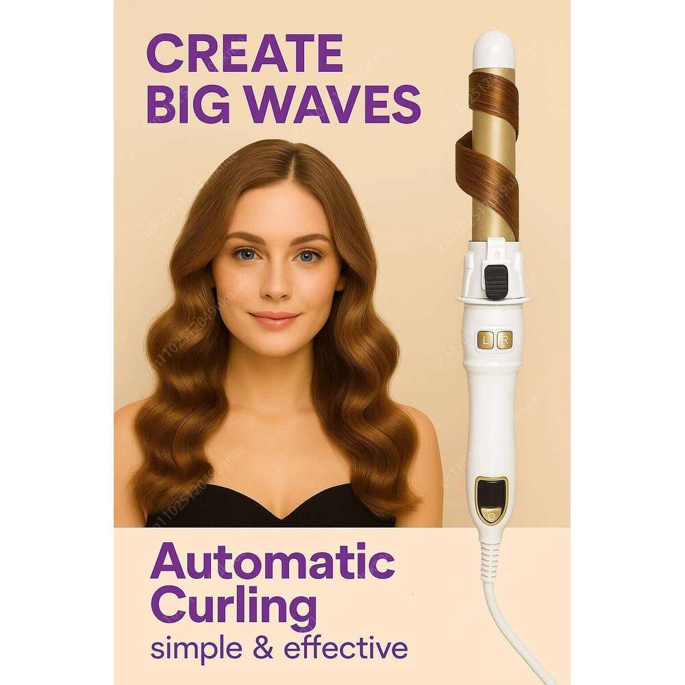 10 Rotating Curling Iron 28mm Ceramic Barrel Fully Automatic Curler for Big Waves and Long Lasting Hair Styling 26Y0306