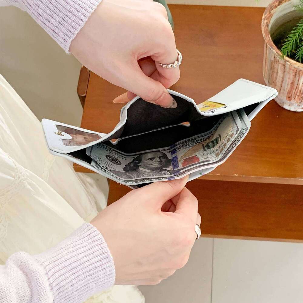 Fashion Flowers Wallets Girls Small Wallet Aesthetic Card Holder Classic Three Fold Purse For Women Student Simple Coin Pouch C260304