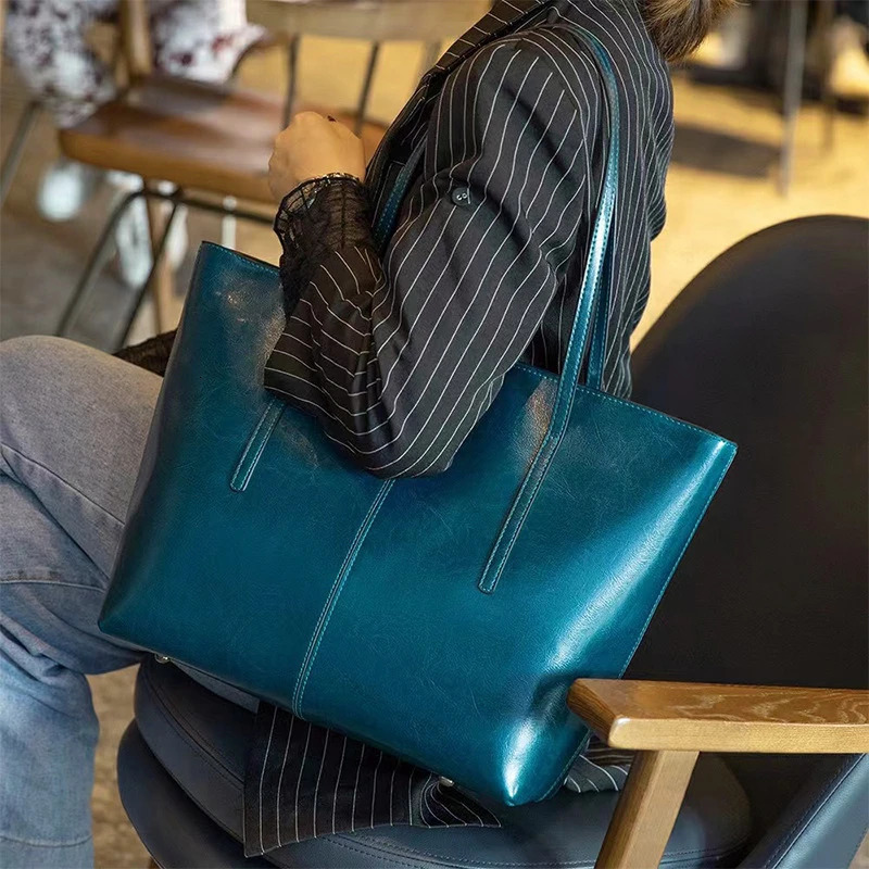 Burminsa Cowhide Genuine Leather Large Tote Bags For Women 2026 y ner Commuter Shoulder Shopper Ladies Handbags 260228