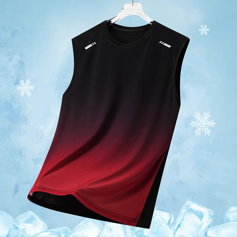 Mens Gradient Sports Vest Lightweight Sleeveless round Neck T-Shirt Summer Running Trendy Loose Fit Youth Cross-Border 260306