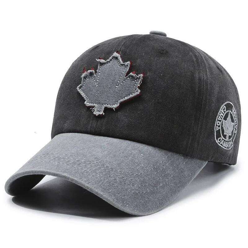 European American Maple Leaf Retro Baseball Men and Women Washed Cotton Duck Tongue Spring Summer Outdoor Color Matching Hat Y260304
