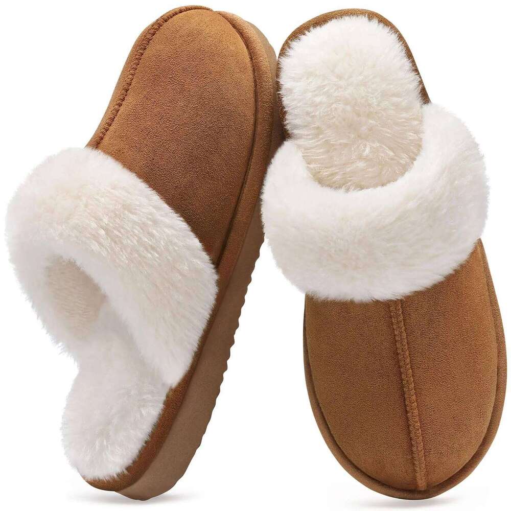 Litfun Winter Women Fashion Fluffy Fur Furry Fuzzy House Indoor Warm Bedroom Comfy Plush Slippers