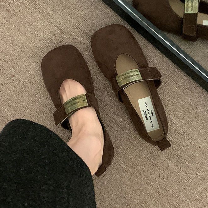 Retro Mary Janes Shoes Women Suede Heels Trend Pointed Toe Wedges Autumn Casual Shoes Elegant Dress Zapatos Mujer 240912