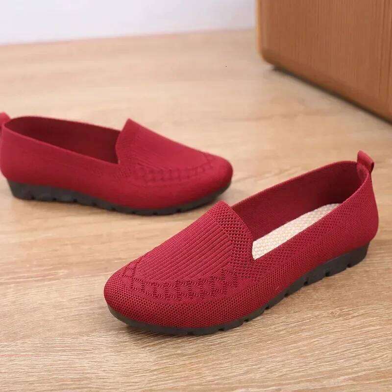 Women Flat Toe Knitted Ladies Office Comfortable Formal Shoes for Woman Female Ballet Flats Designer Sneakers