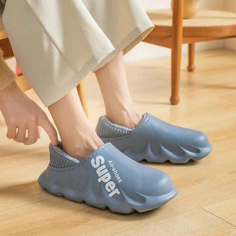 Litfun Winter Plush Sport For Men Fashion Outdoor Waterproof Home Warm Fuzzy Slippers Women Garden Shoes