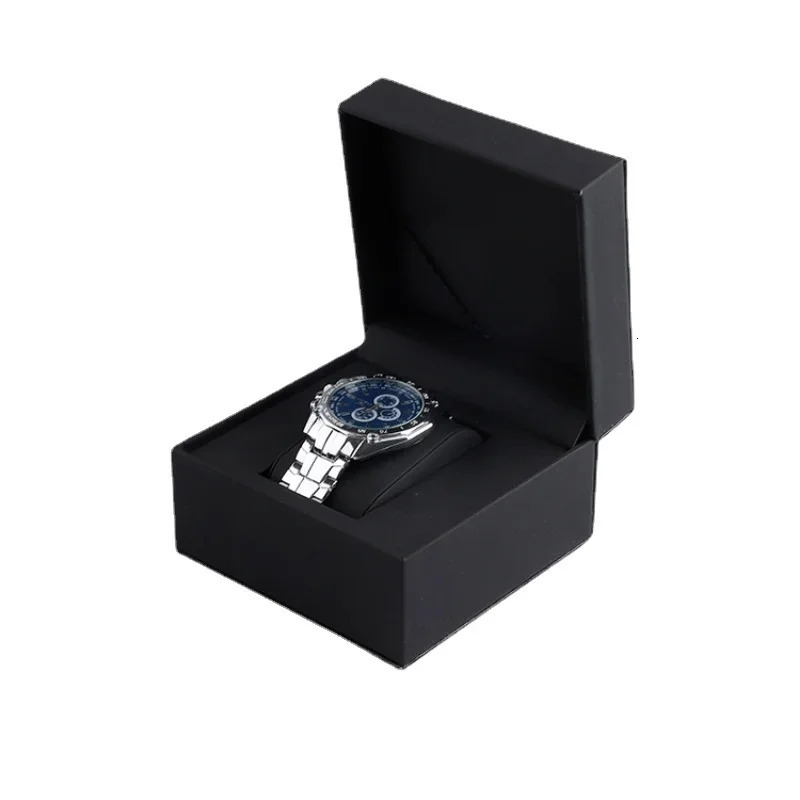 Black Matte PU Leather Square Clamshell Watch Storage Box Provide Free Print Service Personalized Customization Gift 260304