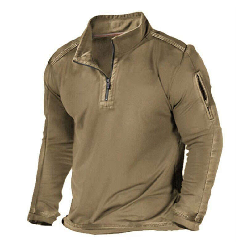 2026 Spring Autumn European and American Men's Clothing Export Independent Station T-Shirt Outdoor Zipper Pocket Long Sleeve Sweatshirt