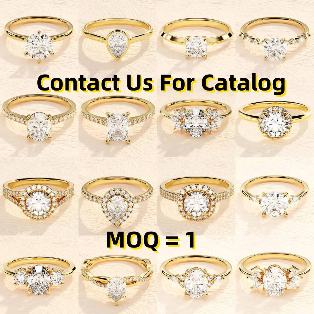 Shea 10k/14k/18k Solid Gold VVS Moissanite Halo Wedding Engagement Rings for Women Men GRA Certified