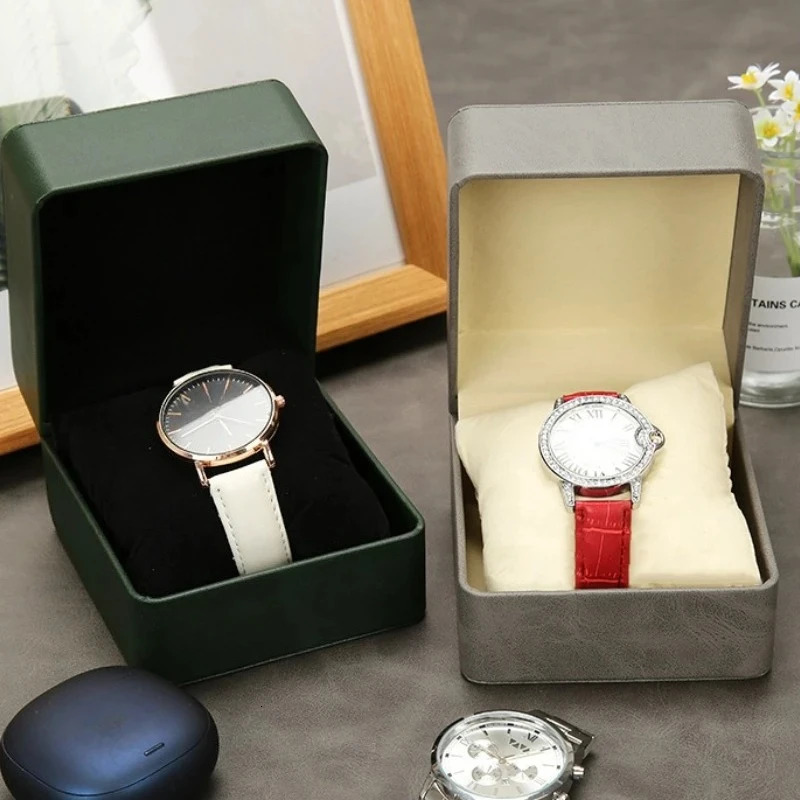 Single Leather Watch Box Flip Watches Storage Boxes Man Jewelry Organizer Packaging Case Portable Gift Watch Box 260304