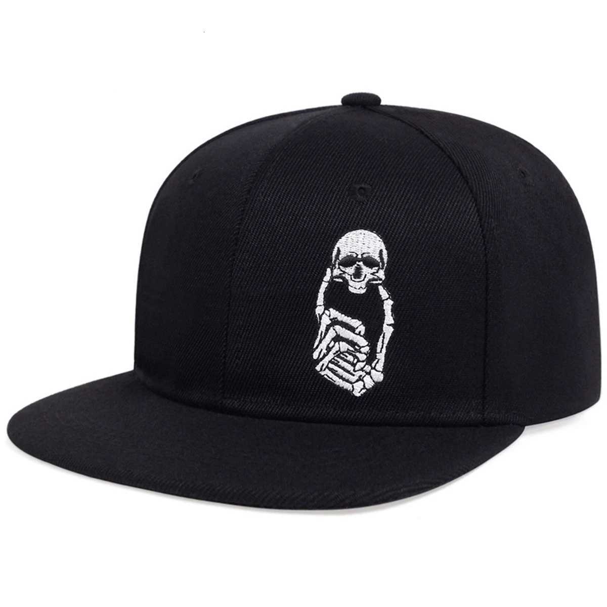 Unisex Skeleton Finger Embroidery Hip-hop Hats Spring Autumn Outdoor Adjustable Casual Baseball Caps Men Women Sunscreen Hat S260306