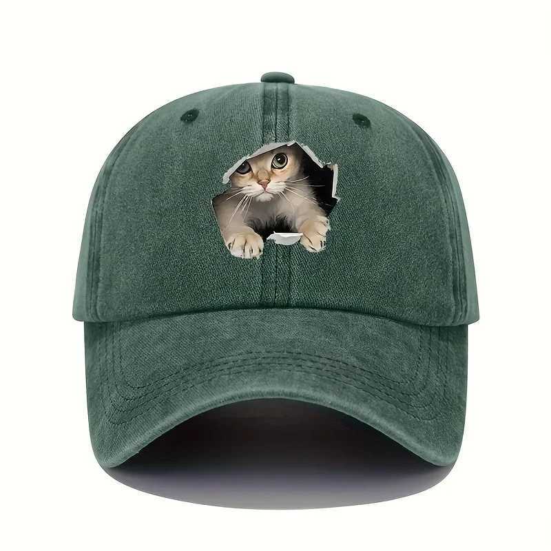Cat Pattern Design for Four Seasons Leisure and Sports Sunshade Hat Fun Baseball Hat for Men and Women Outdoor Travel S260306