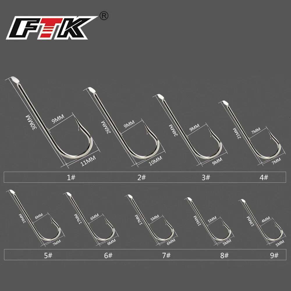 FTK- Long Handled Flat Fishhook High Carbon Steel Iseni Marushi 100Pcs Double-back Thorn Barbed Eel Hook for Fishing Accessories S260305