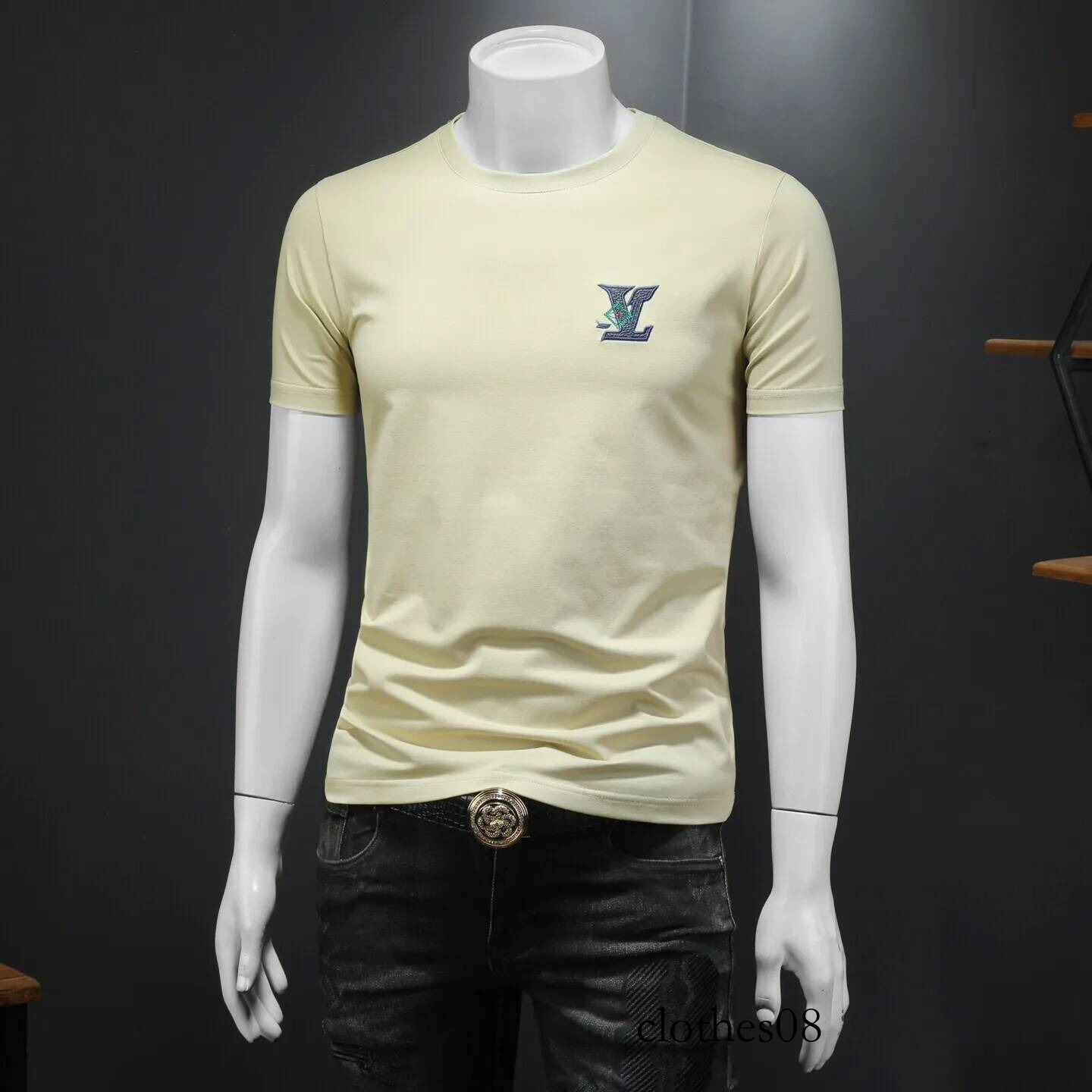 Men's Faionable round Ne Embroidered ort T-irt Slim Fit Cotton Top Trendy f Sve Tee Casual Summer Wear