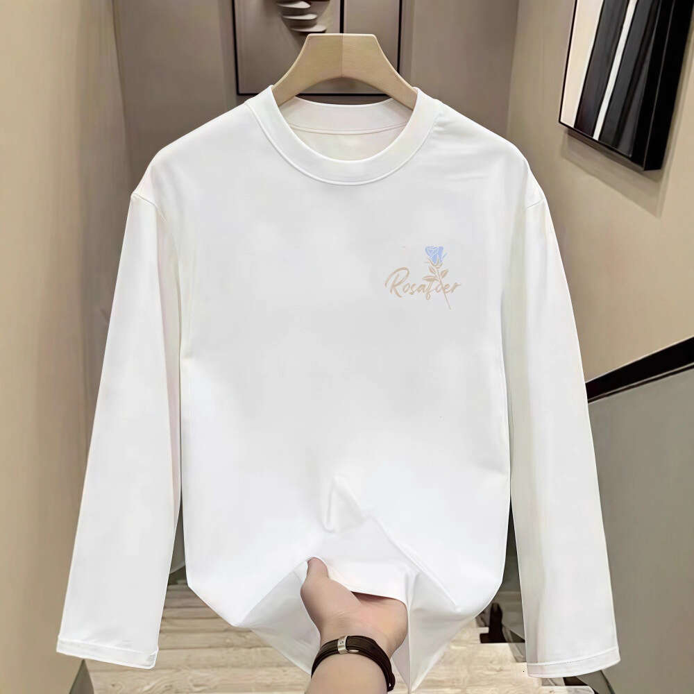 Spring and autumn pure cotton long-sleeve t-shirt for men, trendy brand ins style, printed large size loose-fitting base shirt