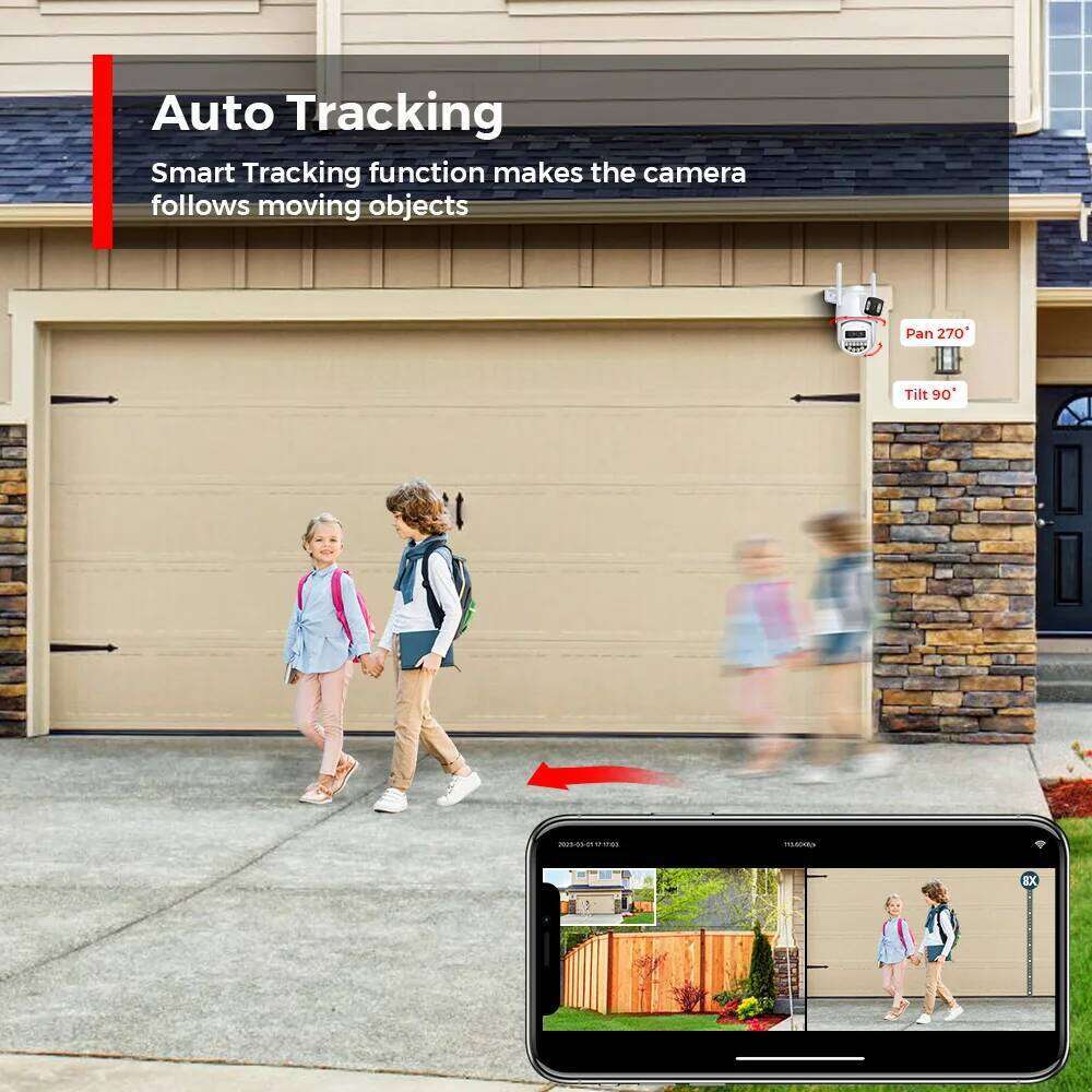 BESDER 6K 12MP Wifi PTZ Dual Screen 8X Digital Zoom AI Auto Tracking Outdoor 8MP CCTV IP Camera Security Protection iCSee 26W0306