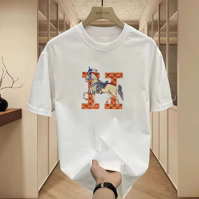 Directly From The Manufacturer, Heavyweight Long-Staple Cotton Summer New Short-Sleeve Men's Trendy American-Style Casual T-Shirts, Available Bul
