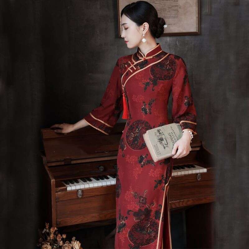Mardi Hefxessdr Qipao 2025 Spring And Autumn New Chinese Style Vintage Print Slim High End Improved Cheongsam Dress For Women