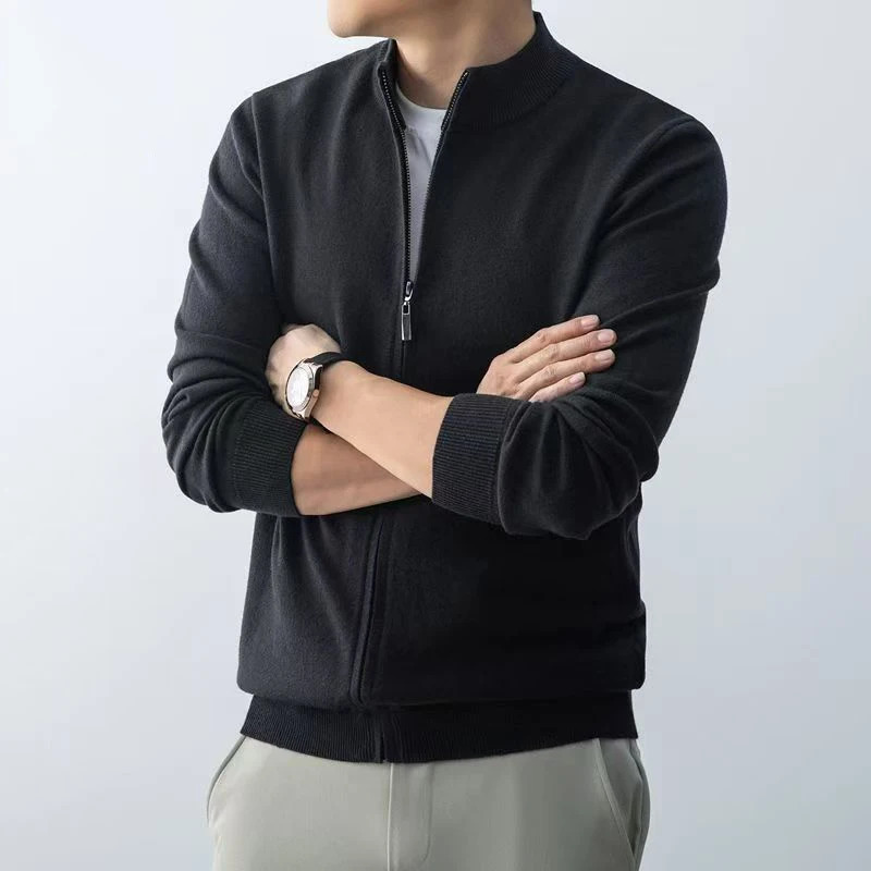 Animal Game Mens Zipper Cardigan Sweater Slim Fit Sweaters Stand Knitwear Jumper Warm Cold Blouse Zip Long Sweatcoats 260306