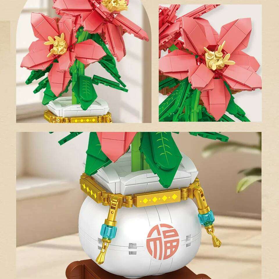 DIY Home Decoration Plastic Building Blocks Artificial Flowers Bonsai Creative New Year Gifts Z260305