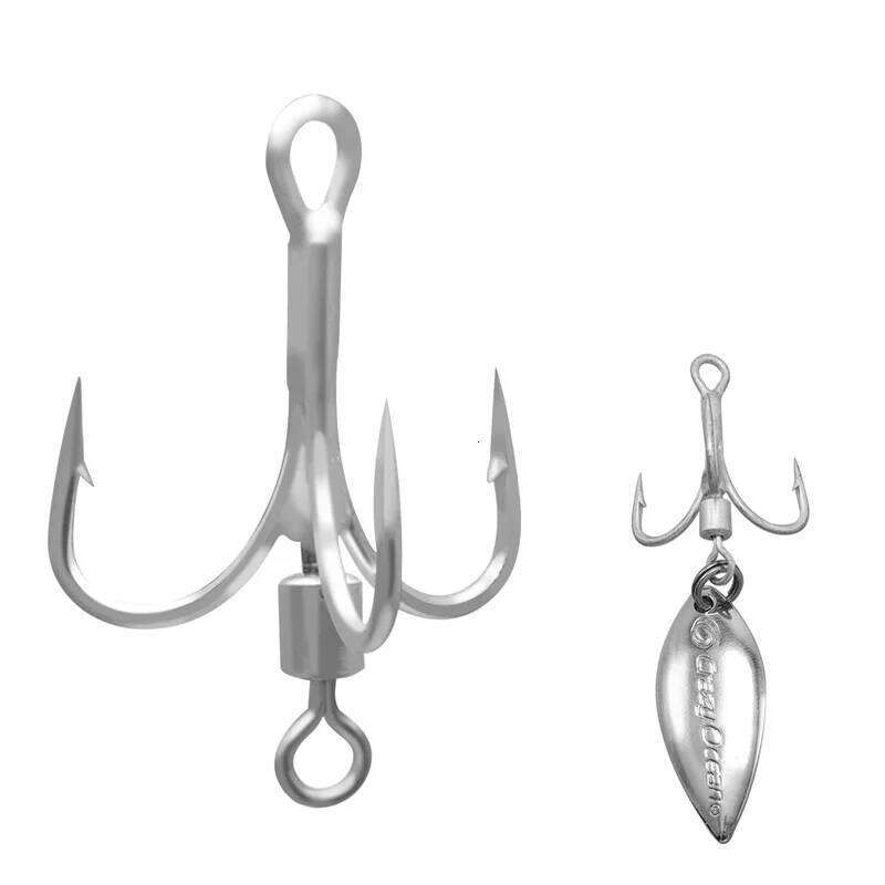 ZYZ Treble Hooks With Fishing Connector 360 Swivel Rings 4 Sizes High Carbon Steel Barbed Lure Jig Hard Bait Fishhooks Tackle S260305