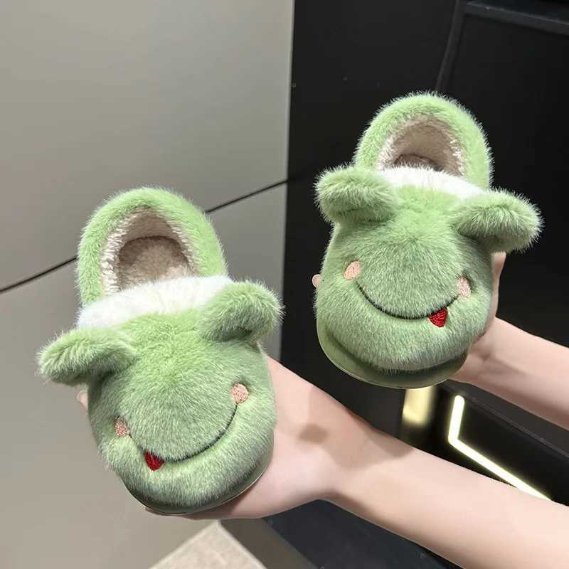 Autumn Winter Warm Cotton Slippers Cute Cartoon Animals Kids Slip-On Shoes Boys Girls Soft Non-Slip Lightweight Slipper Footwear S260305