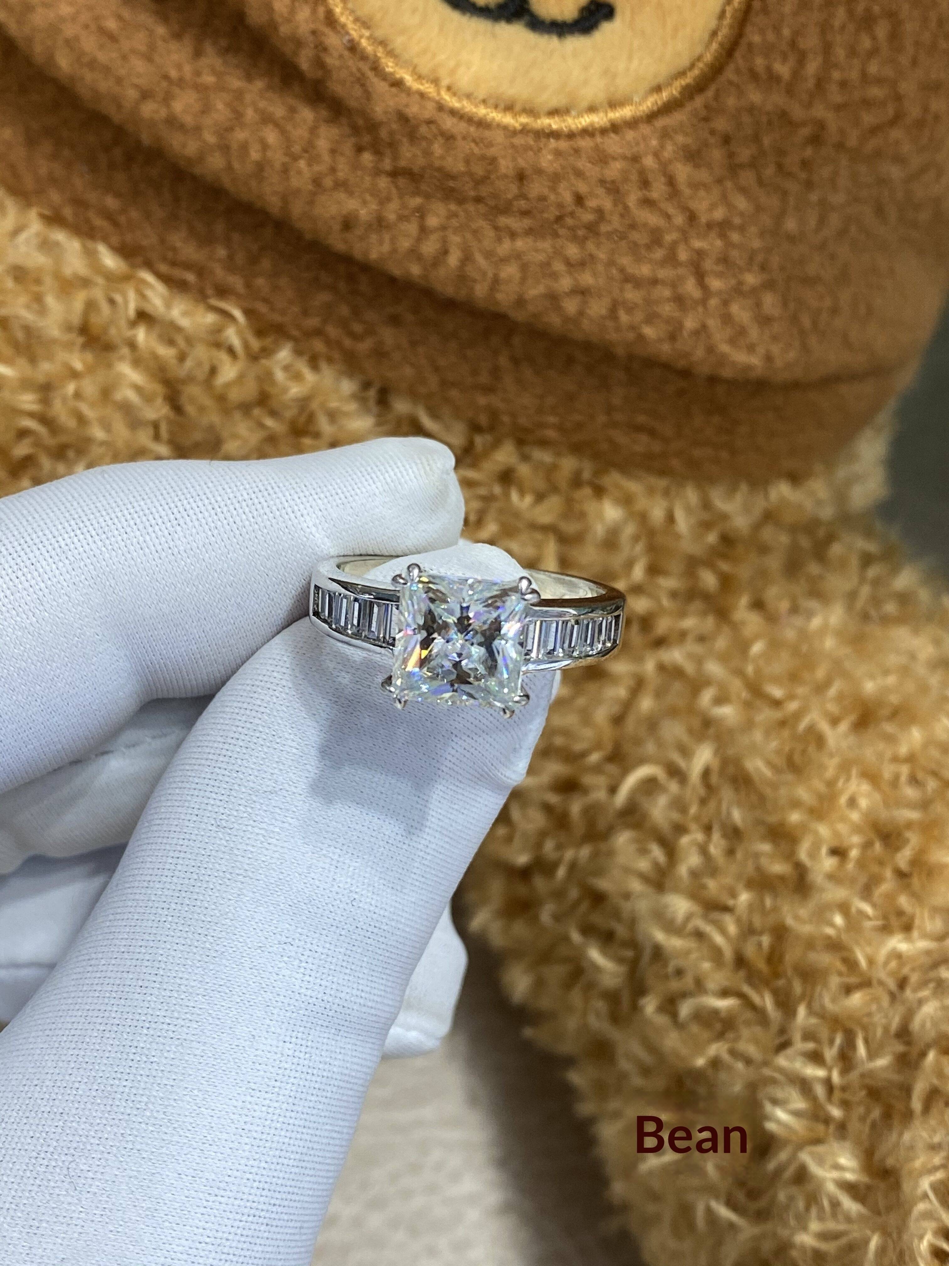 New 2 Karat Princess Square Cultivated Diamond Ring for Women Pt950 Platinum Prong Setting IGI Certified Fashion Light Luxury