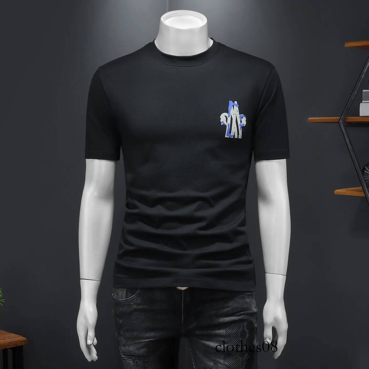 Men's Faionable round Ne ort Sve T-irt Wide Cut Urban Sle Polyester Cotton Blend Summer Top Classic Design