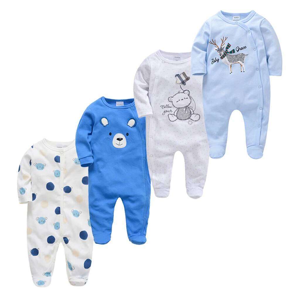 Kavkas Baby Boy Rompers 3 4 Pcs/lot Newborn Cotton Girls Clothes Long Sleeve Summer Soft Jumpsuit O-neck 0-12m Onesie Clothing Z260306