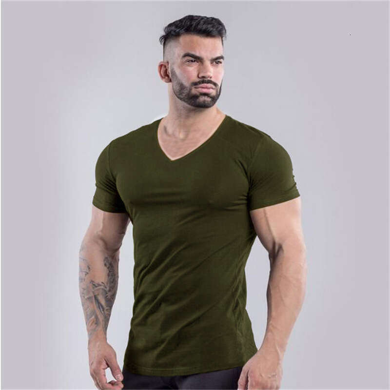 Sports T-Shirt Running Set Men's Short Top Summer V-Neck Pure Cotton Training Long Sleeve Basketball Fitness Clothing