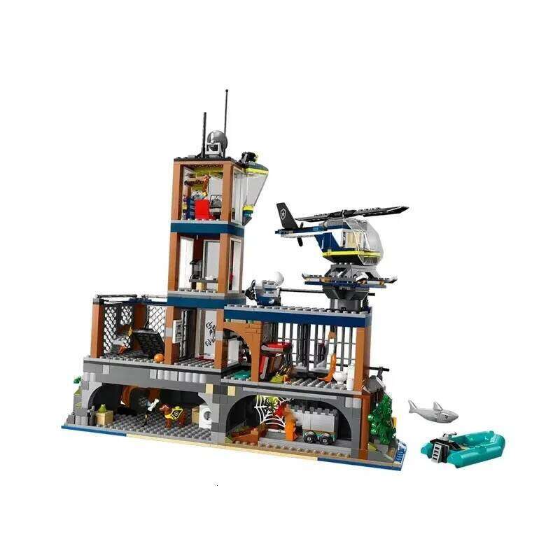 Compatible MOC Sets City Series Building Blocks Prison Island Police Station Children's Toys Assembling Gift Z260306