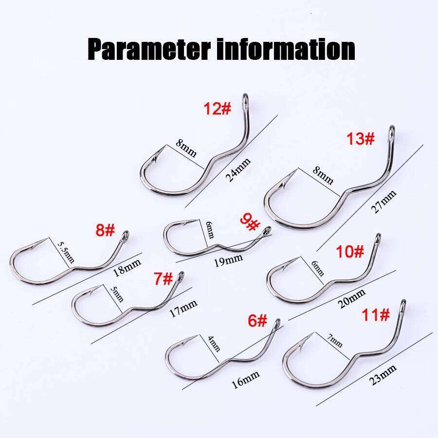 FISH KING12Pcs High Carbon Steel Hooks With Ring 6-13# Automatic Flip SHarp Barbed Fishhook for Carp Fishing Accessories S260305