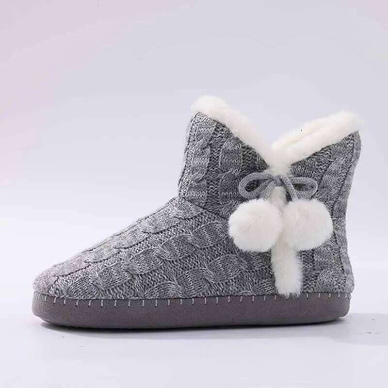 Litfun Winter Warm Plush For Women Outdoor Soft Sole Non-slip Knit Furry Snow Boots Indoor Cozy Fur House Cotton Slippers