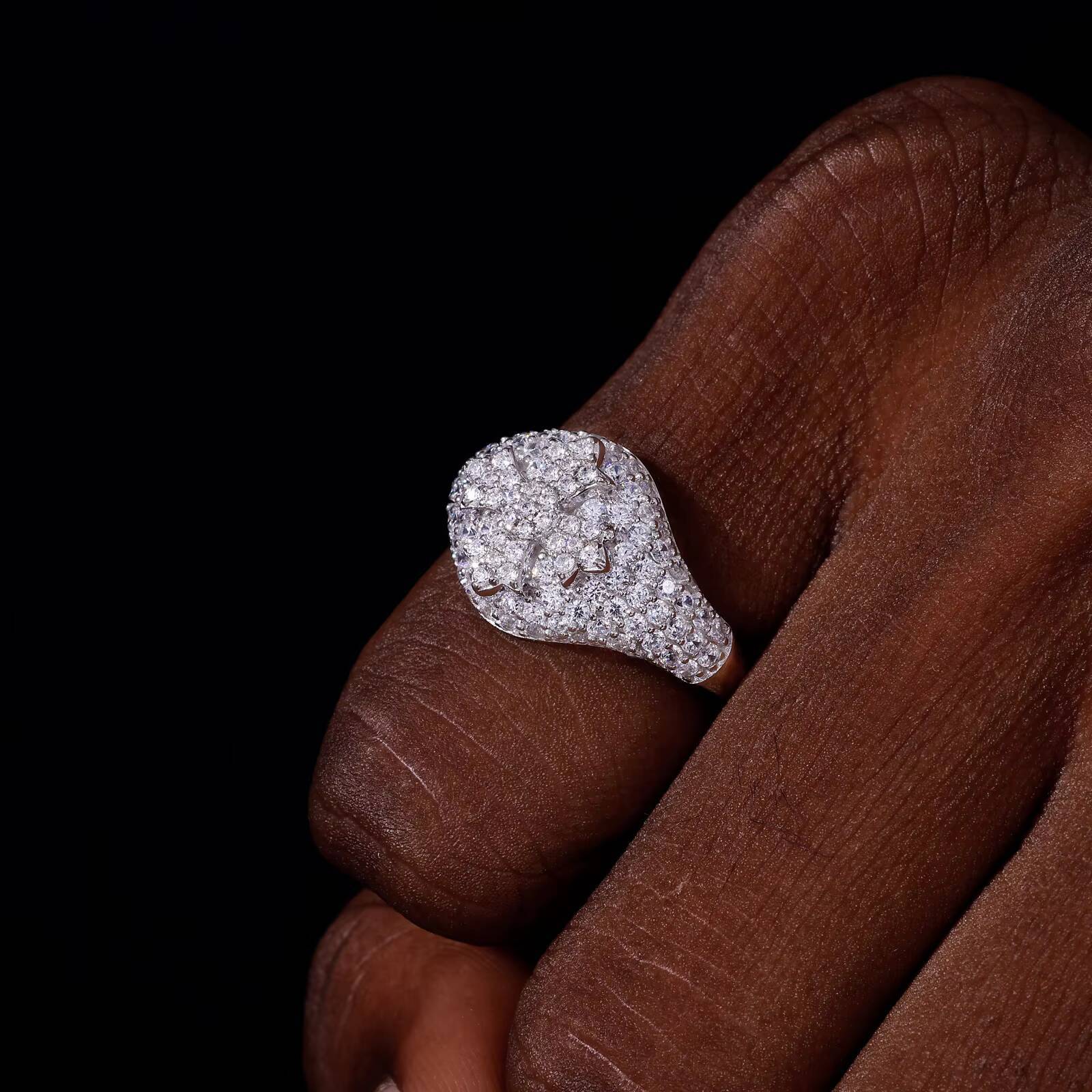 Pass Diamond Tester Hip Hop VVS Moissanite Diamond Mens Gift Gold Plate 925 Sterling Silver Iced Out Cross Ring for Rapper Men