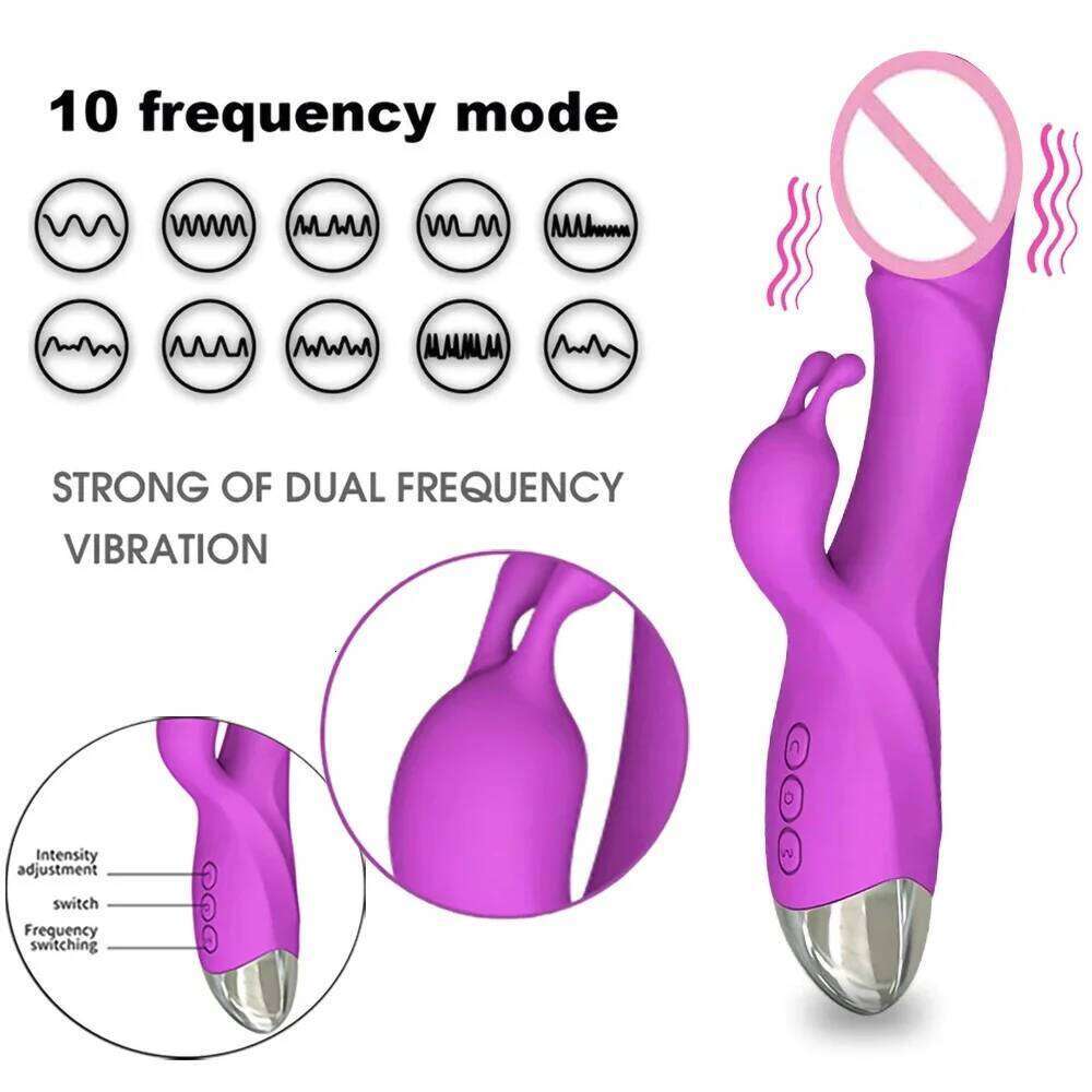 Rabbit Vibrator for Women Powerful G Spot Clit Stimulator Vagina Nipple Massage Dildo Female Masturbator Adults Sex Toy W260305