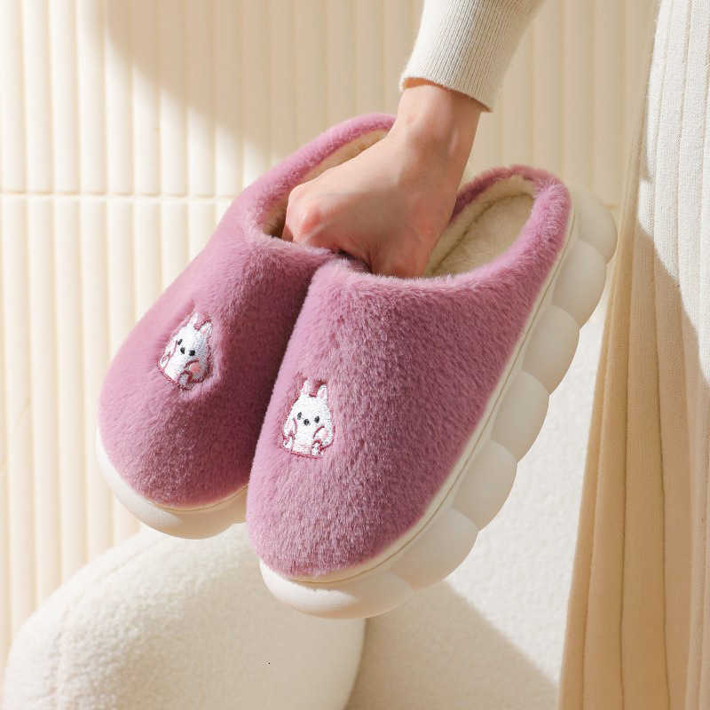 Cotton Slippers Non-Slip Warm Indoor Cotton Slippers Home Autumn Winter Thick Sole Winter Fleece Lined Thick Cotton Slippers S260305