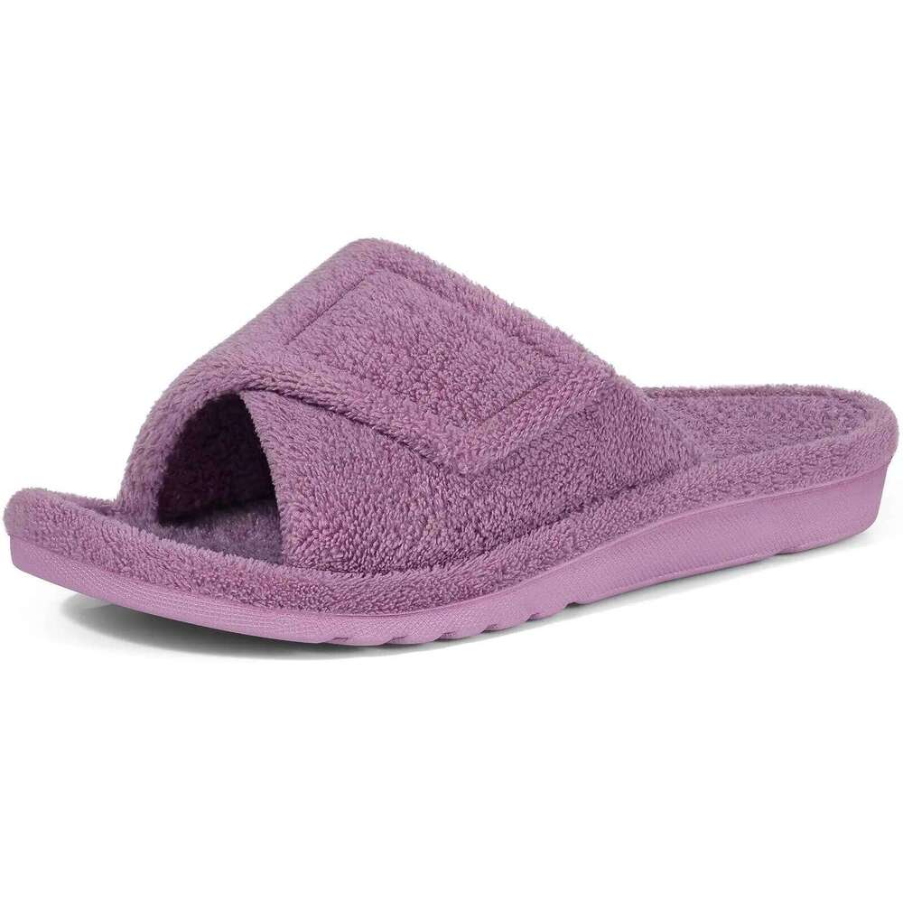 Litfun Women Fuzzy Slippers Orthopedic Plush With Arch Support Non-slip Furry Bedroom Slide Open Toe Fur House Shoes