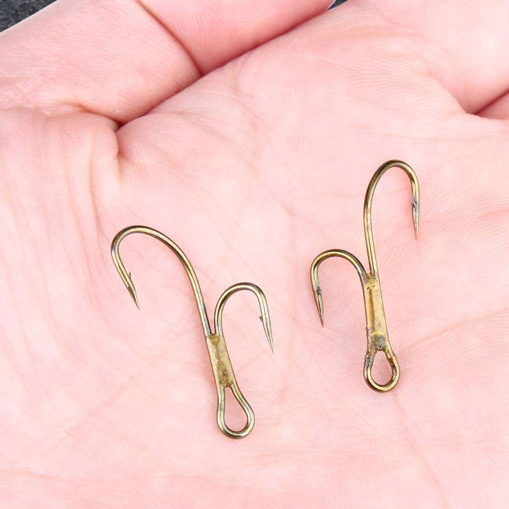 FISH KING 20pcs Double Fishing High Carbon Steel Golden Barbed Hook 1# 2# 4# 6# 8# Pike Trout Perch Ringed Zander Fishhooks S260305