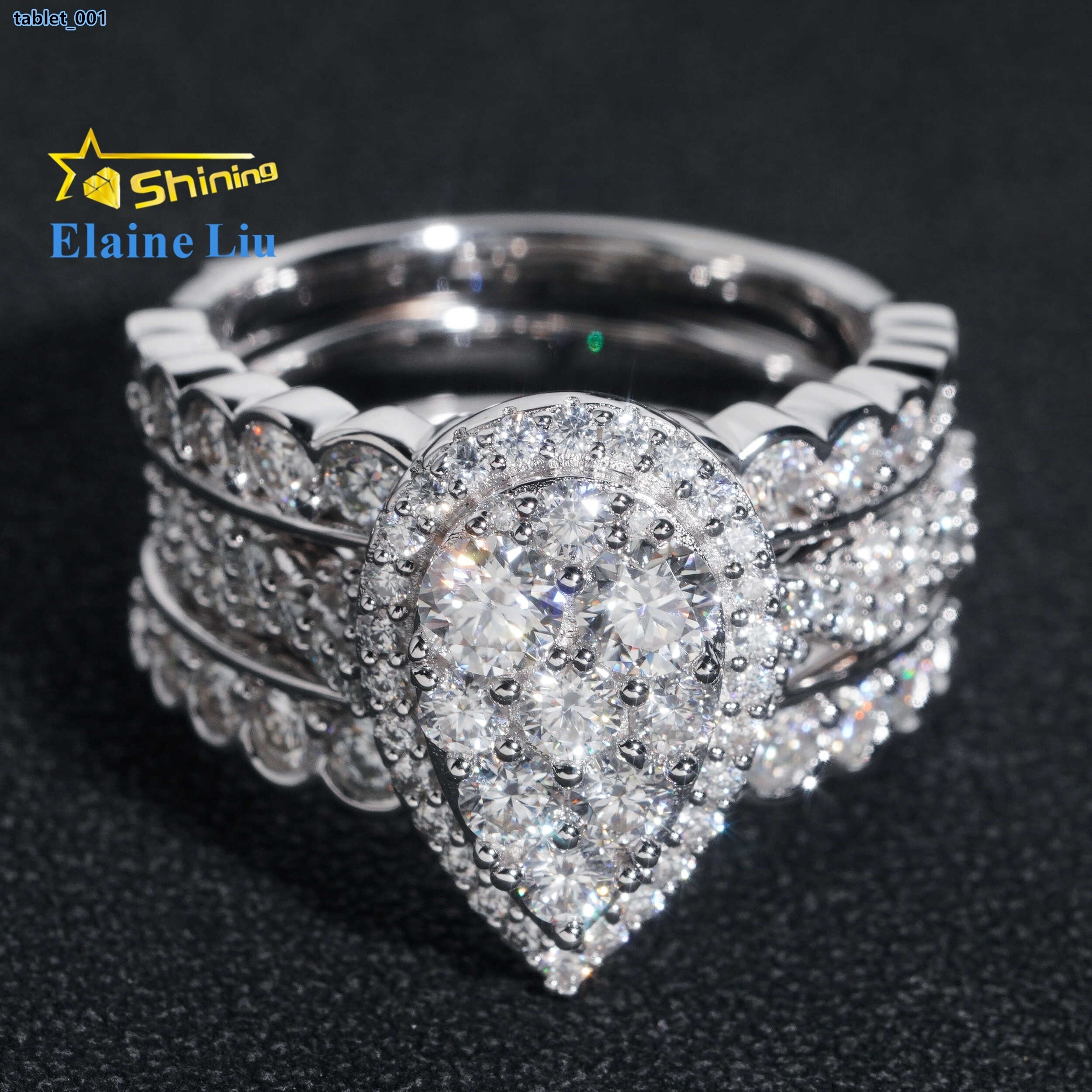 Custom Sterling Silver 925 Rings Vvs Diamond Moissanite Hip Hop Iced Out Ring for Women