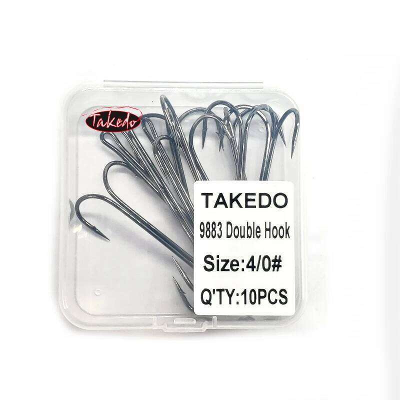 TAKEDO 10PCS 9883 Long Shank Double Weedless Fishing hook Fly Tying Hook for Jig Bass Fishhook fishing tackle For Soft Lure S260305