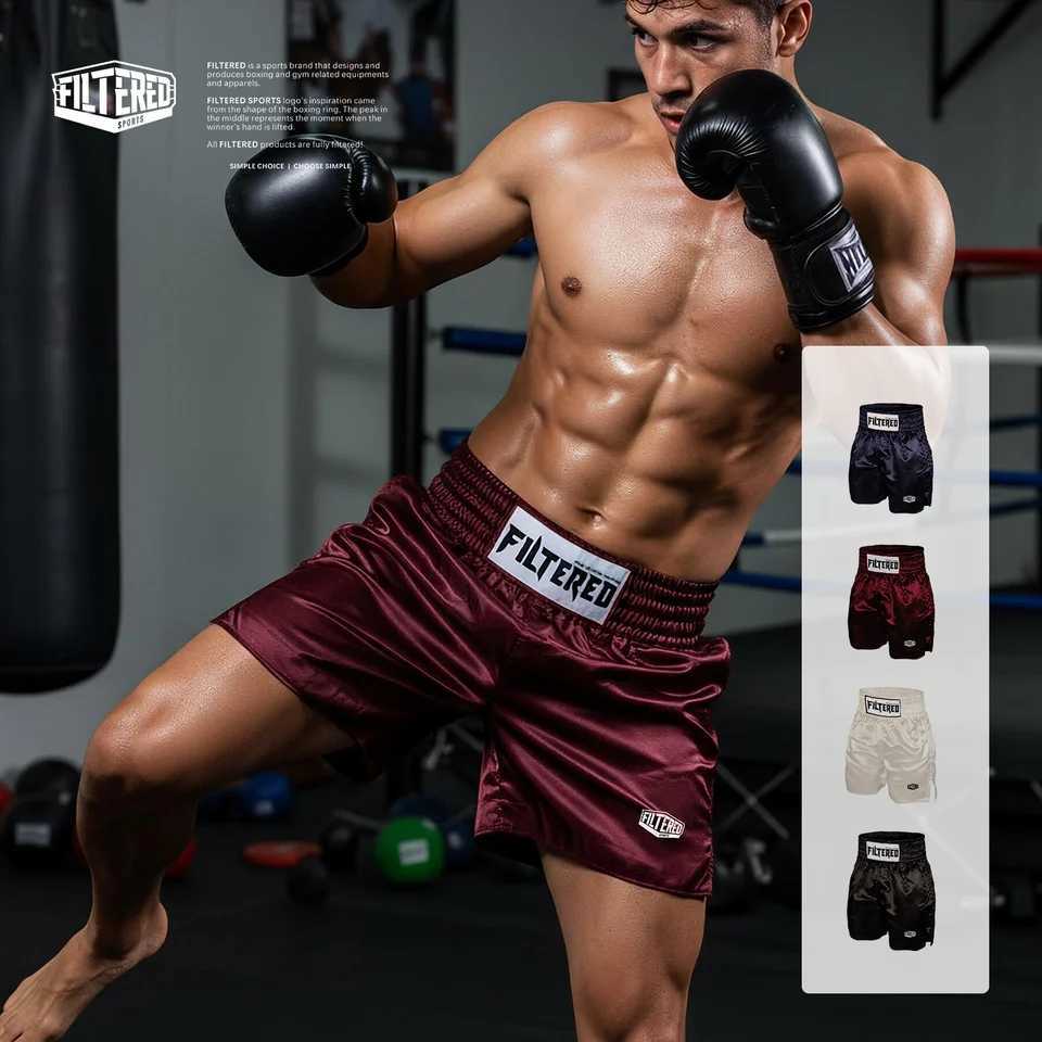 Mens Satin Boxing Trunks Tyson Tribute Pro Fight Muay Thai Kickboxing MMA Shorts Elastic Waistband Breathable Training Bottoms X260306