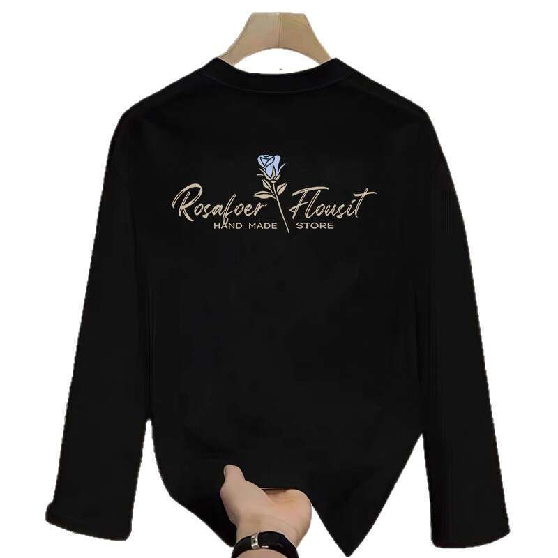 Spring and autumn pure cotton long-sleeve t-shirt for men, trendy brand ins style, printed large size loose-fitting base shirt