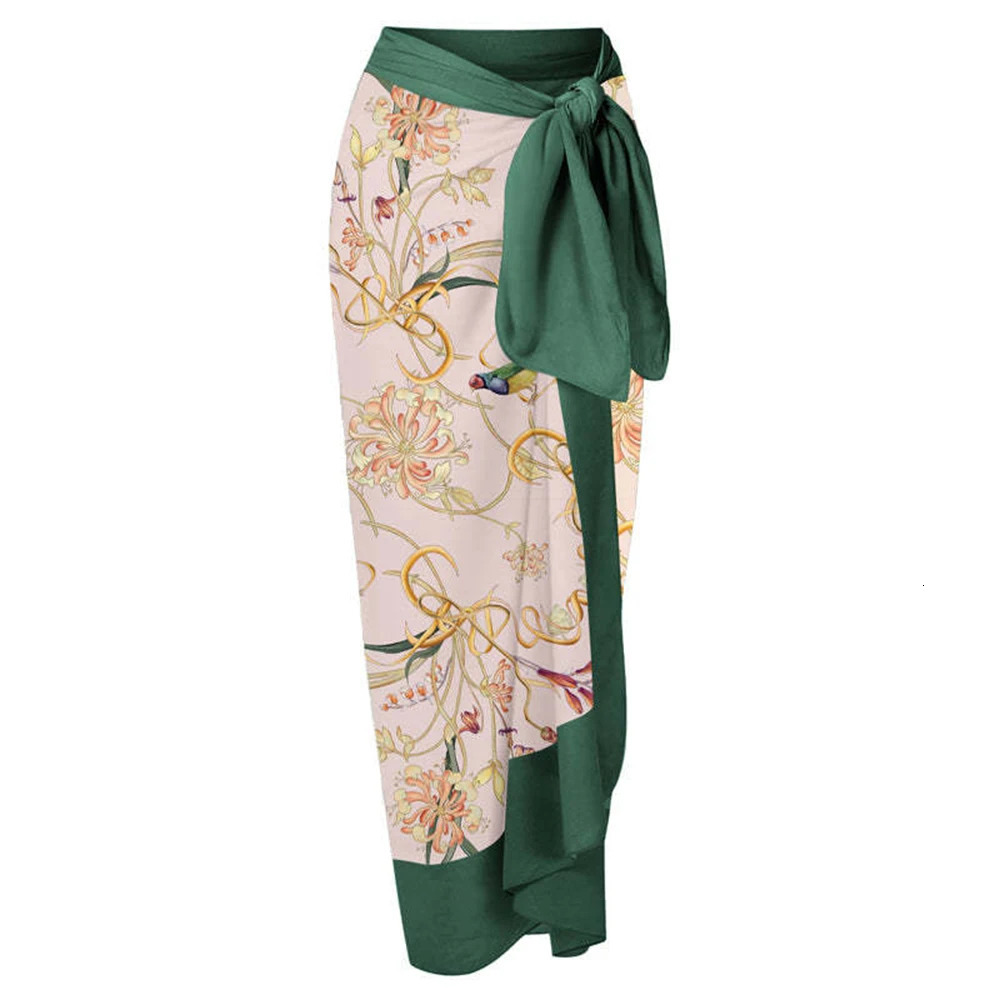 2023 Sexy Print Retro Swimwear Beach Dress Cover Up Long Skirts Skirt Party Outfits Swimsuit Beachwear 260228