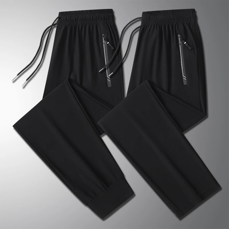 Running Pants Jogging Casual Summer Thin Elastic Sweatpants Quick Dry Ice Silk Straight Pants Sports Gym Breathable Men Trousers 260306