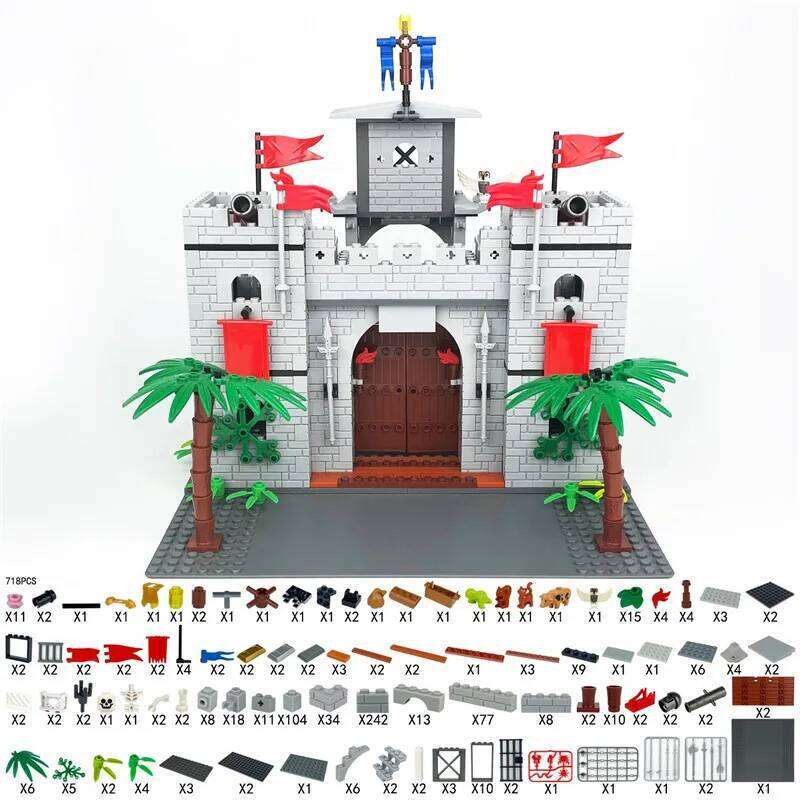 Medieval Cherbourg Modular Buildings toy, Creative Construction Castle Building Blocks Sets Bricks Toys Room Decor Gifts Z260305