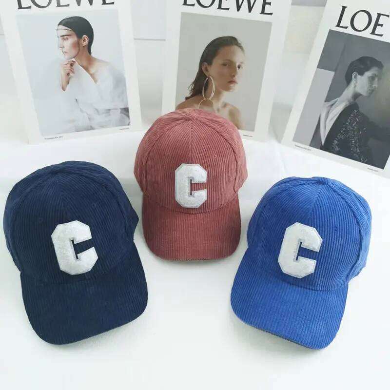 New Corduroy Baseball Ladirs Fashion C Letter Snapback Hat Adjustable Casual Hip Hop Cap Men Outdoor fishing jogging Y260304