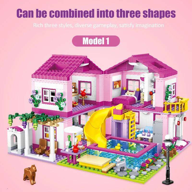 City House Summer Holiday Villa Castle Building Blocks Sets Figures Swimming Pool DIY Toys For Kids Friends Girls Birthday Gifts Z260306