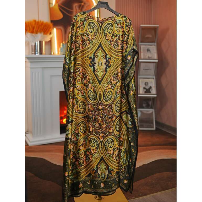 2026Summer New Chinese Style Vacation Satin Scarf Shawl Dress Two-Way Wear 120X85cm