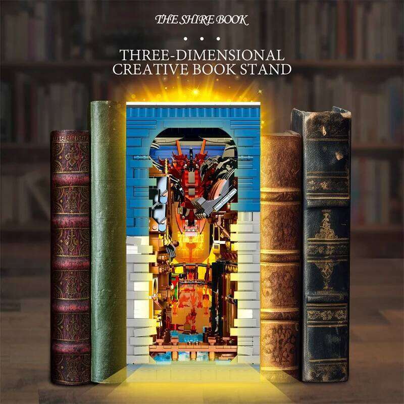 3398PCS Hobbit Themed Bookstore Building Blocks Assembly Creative Desktop Decoration Bookends Model Bricks Kids Toys Gifts Z260306