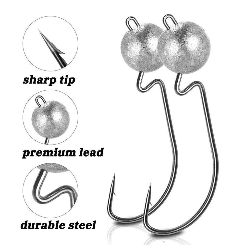 5PCS Jig Head Hook 3.5g 5g 7g 10g 14g High Strength Worm Angle Sharp Barbed Gear Soft Lure Fishing Tackle Crank Offset Fishhook S260305